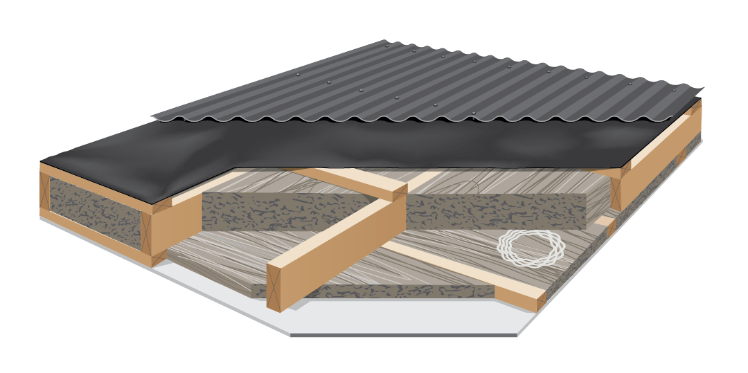 skillion insulation with service cavity insulation layer diagram